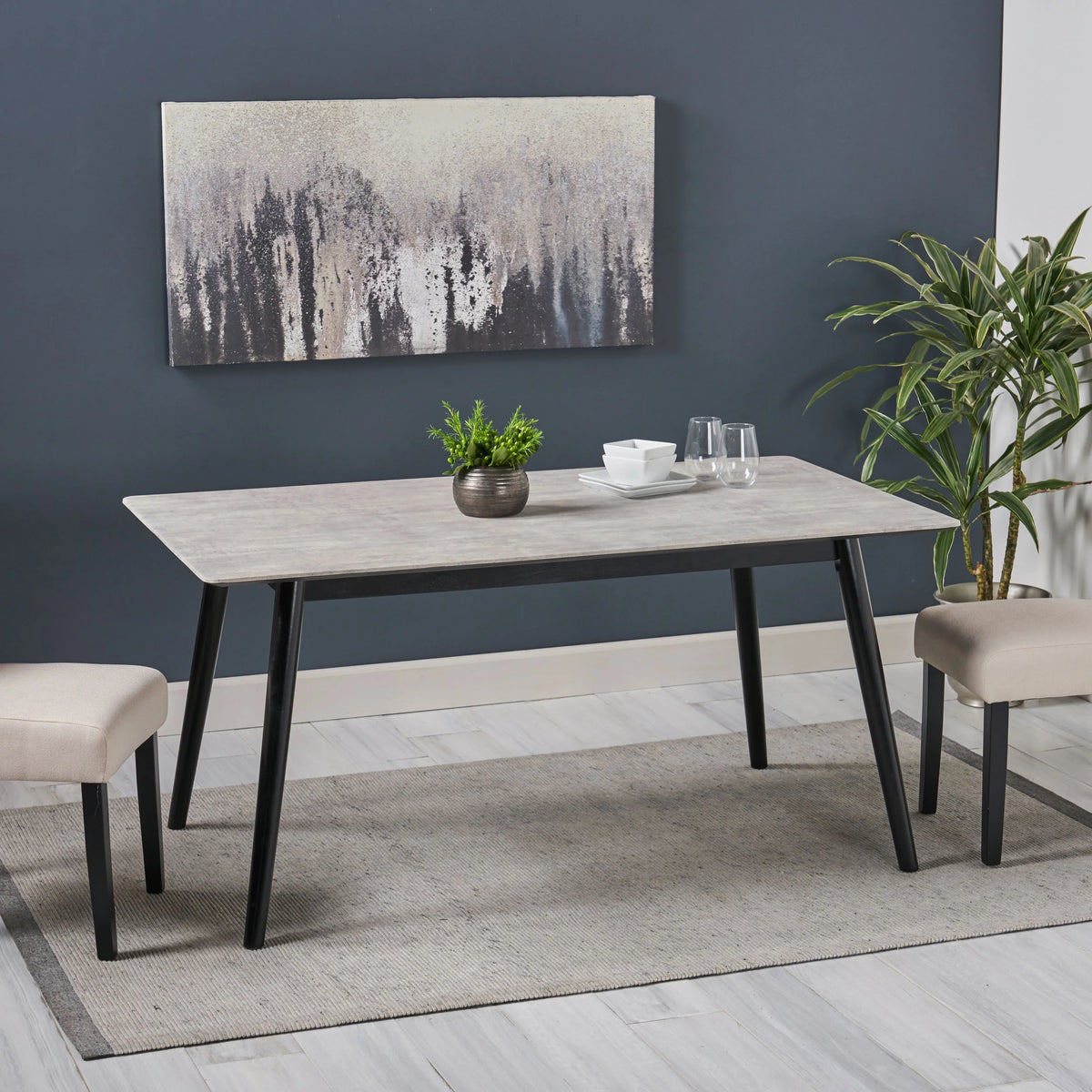 Gray Resin Rectangular Dining Table S55167