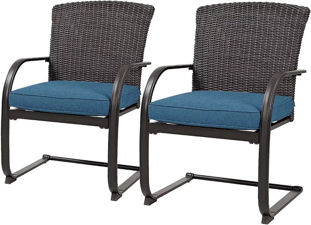 2 Piece Outdoor Wicker Dining Chairs Set of 2 with Cushions K818878