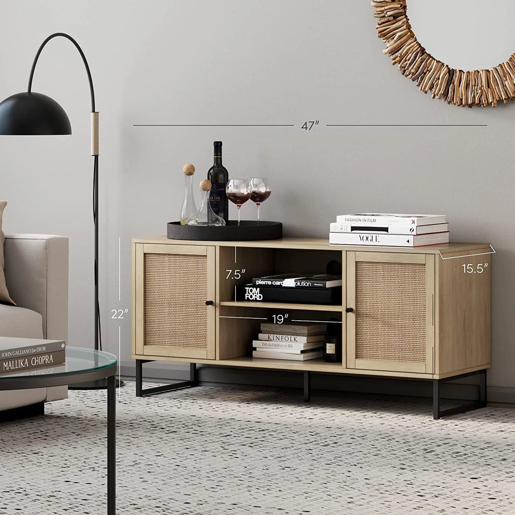Oak TV Stand with Doors V48932