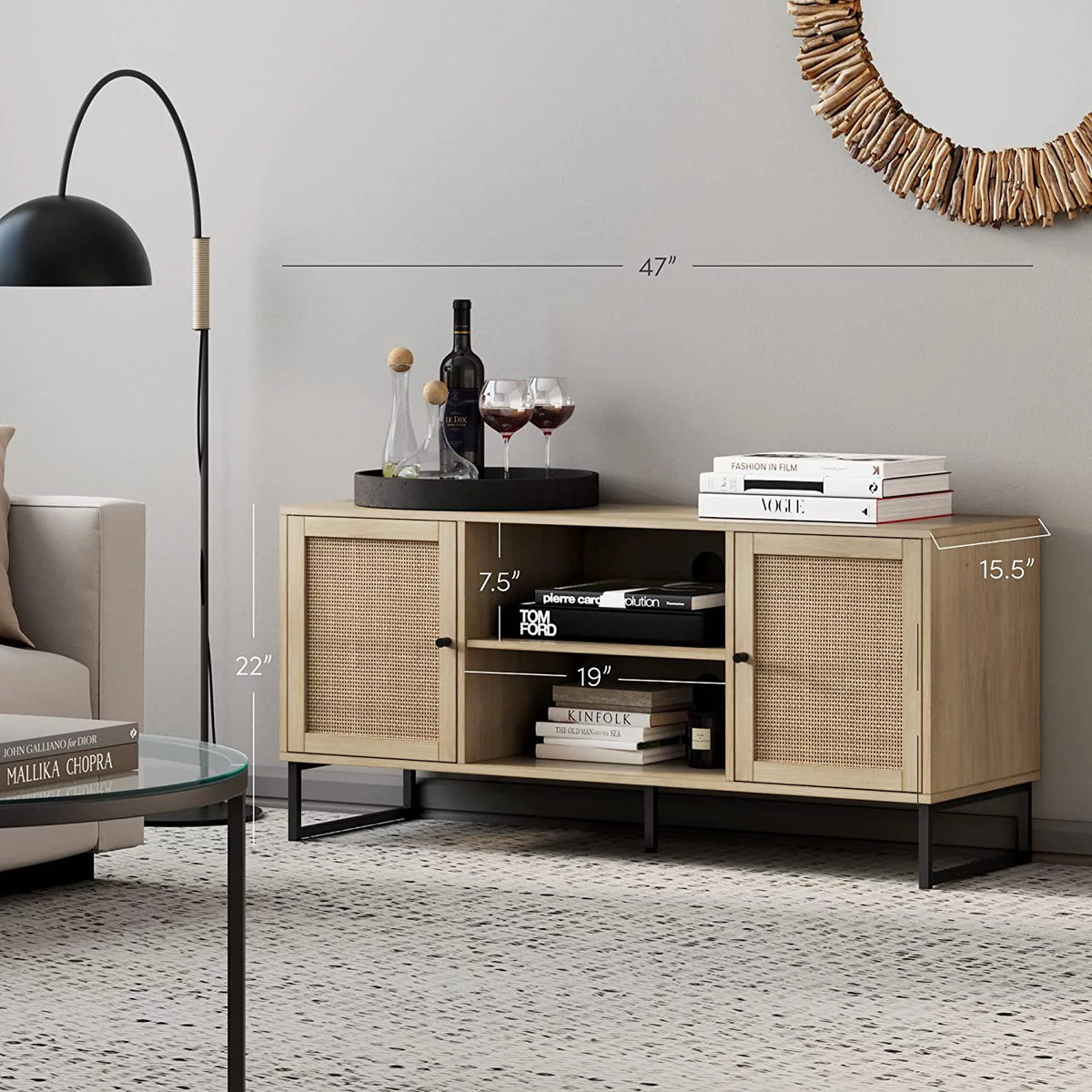 Oak TV Stand with Doors V48932