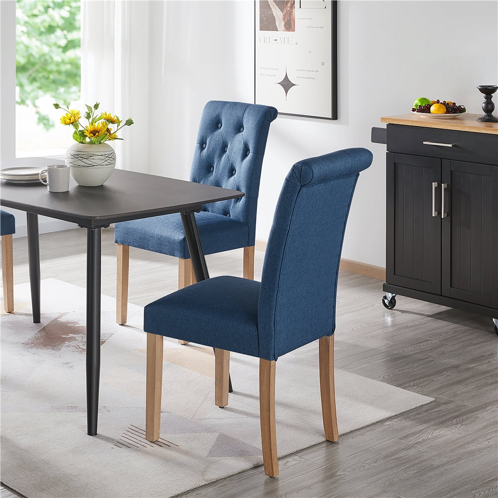 Blue Fabric Upholstered Dining Chair Set of 2 K8123