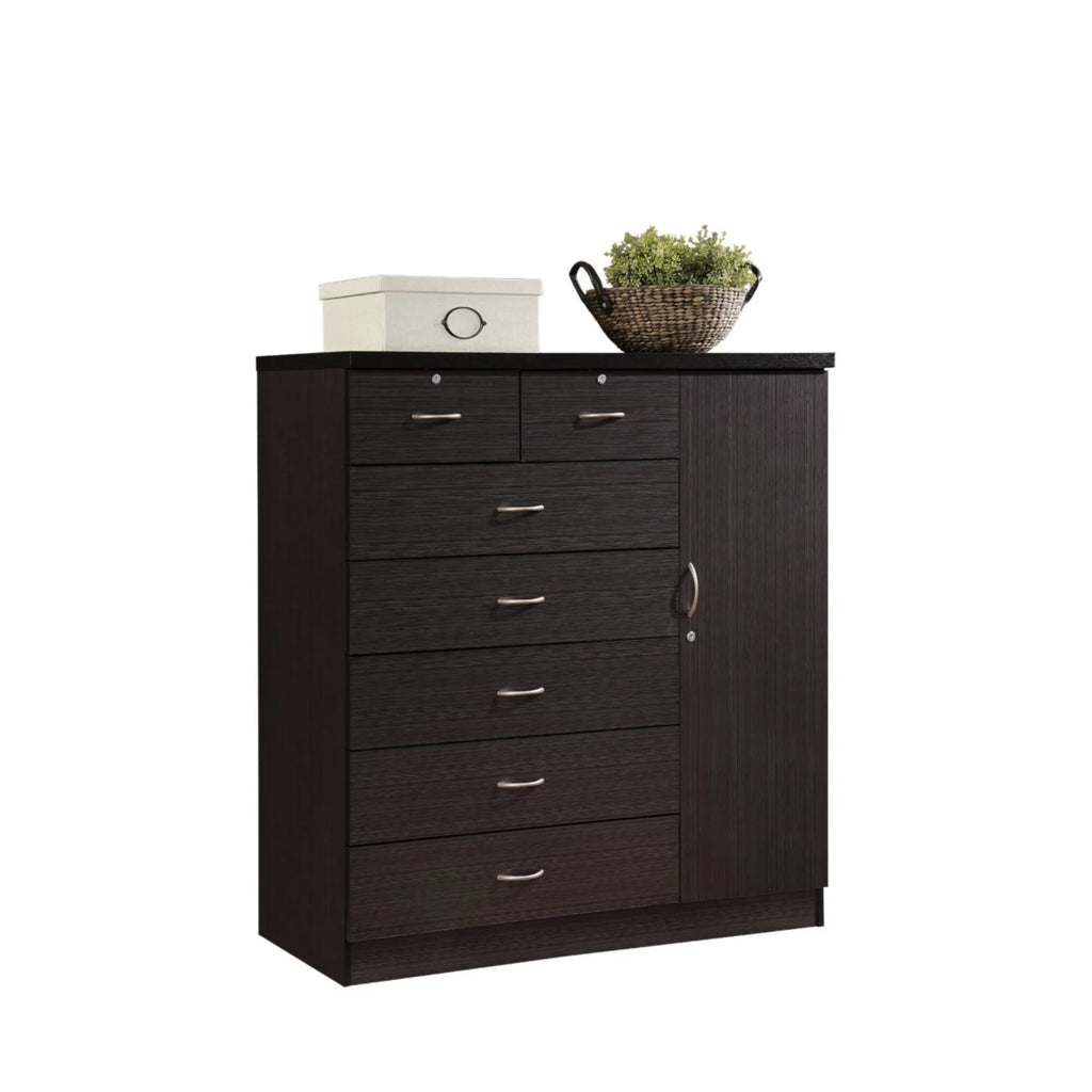 White 7 Drawer Chest with 1 Door 3 Shelves Z345