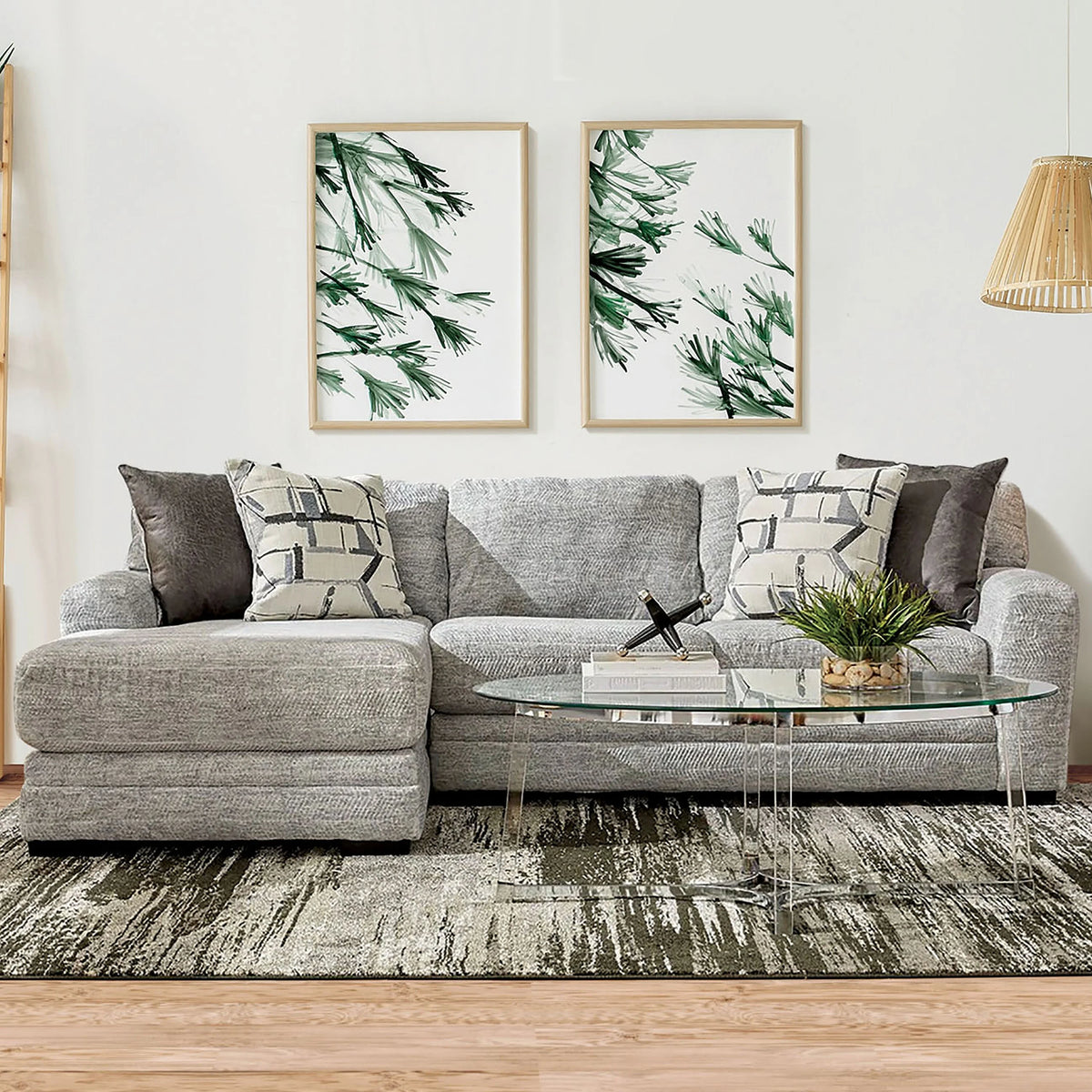 Grey Chenille Upholstered Sectional J655