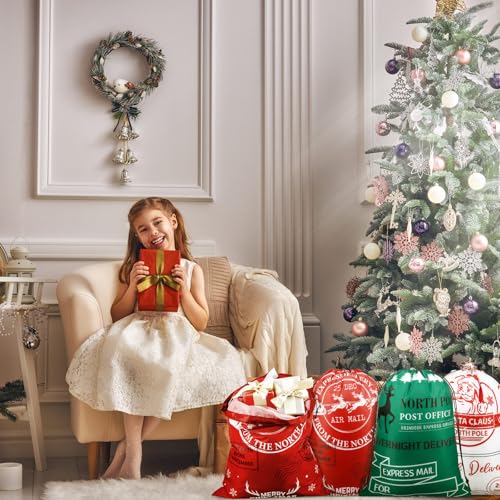 8 Pcs Christmas Drawstring Gift Bags X46387