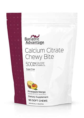 Sugar Free Pineapple Mango Calcium Citrate Chewy Bites 500mg with Vitamin D3 90 Count Q802