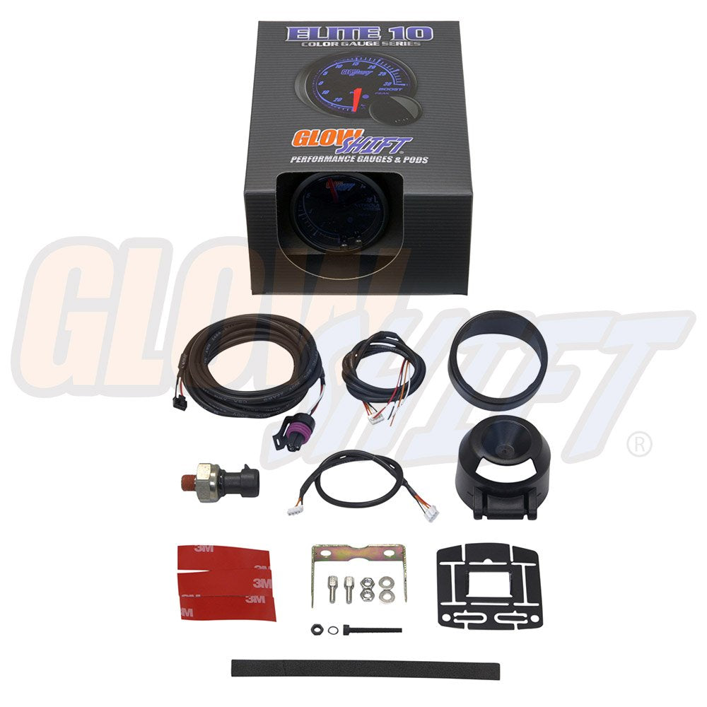 1,600 PSI Nitrous Pressure Gauge Kit - Black Dial - 2-1/16 52mm T403