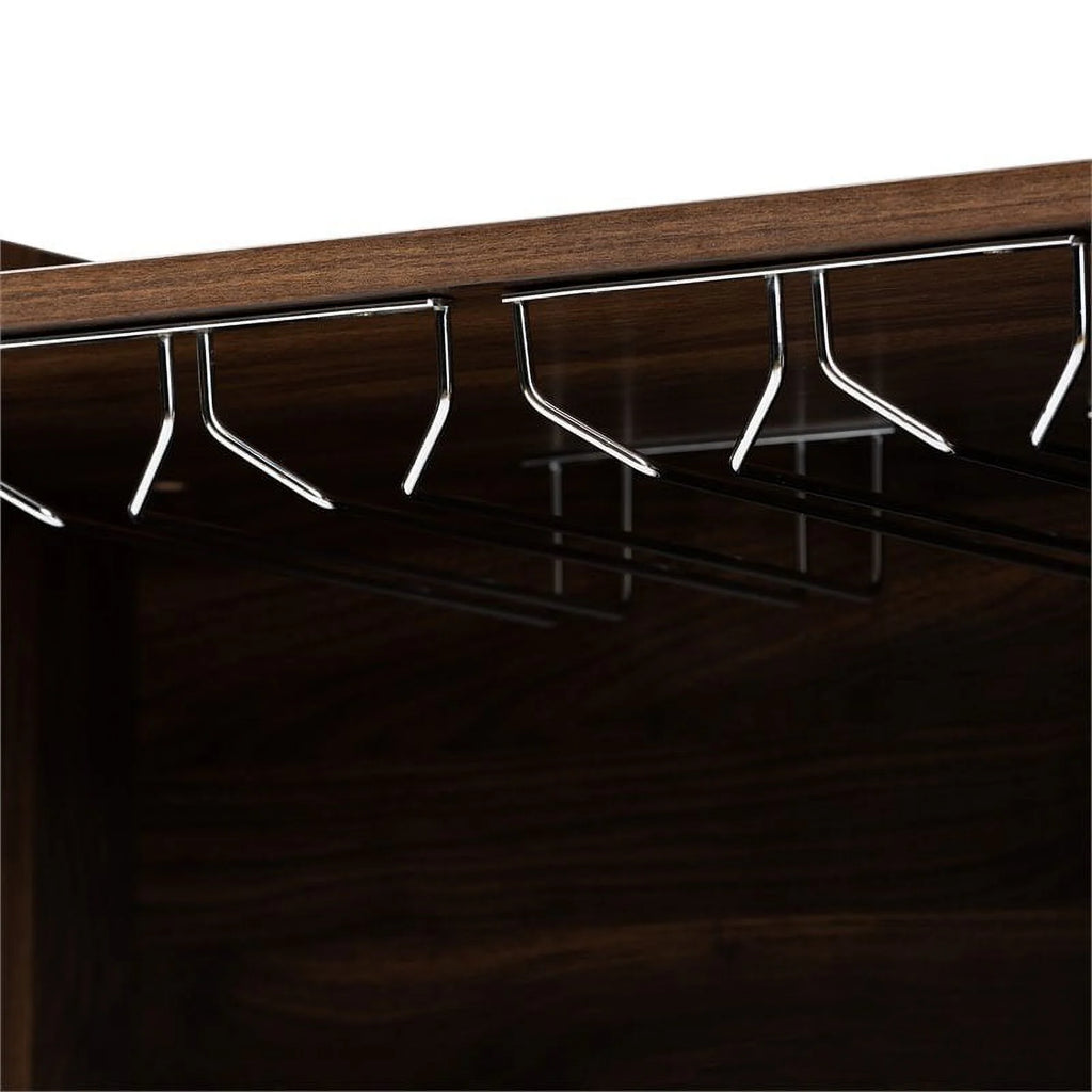 Walnut Brown Finished Wood Wine Storage Cabinet P361979
