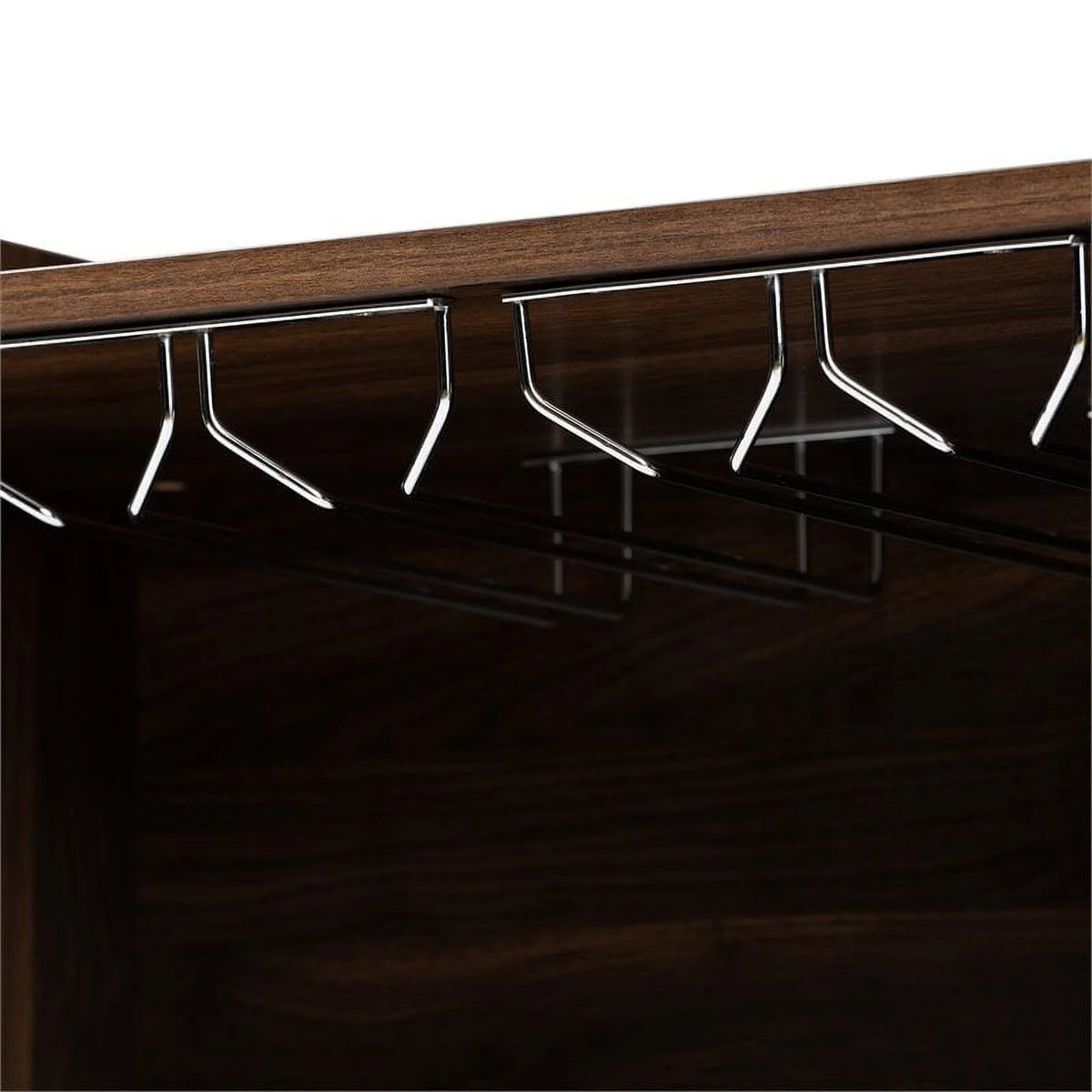 Walnut Brown Finished Wood Wine Storage Cabinet P361979
