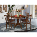 5 Piece Mahogany Round Dining Table Set with Pedestal and 4 Chairs S208338