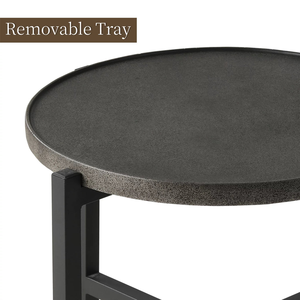 Dark Grey Concrete Round Coffee Table J51696