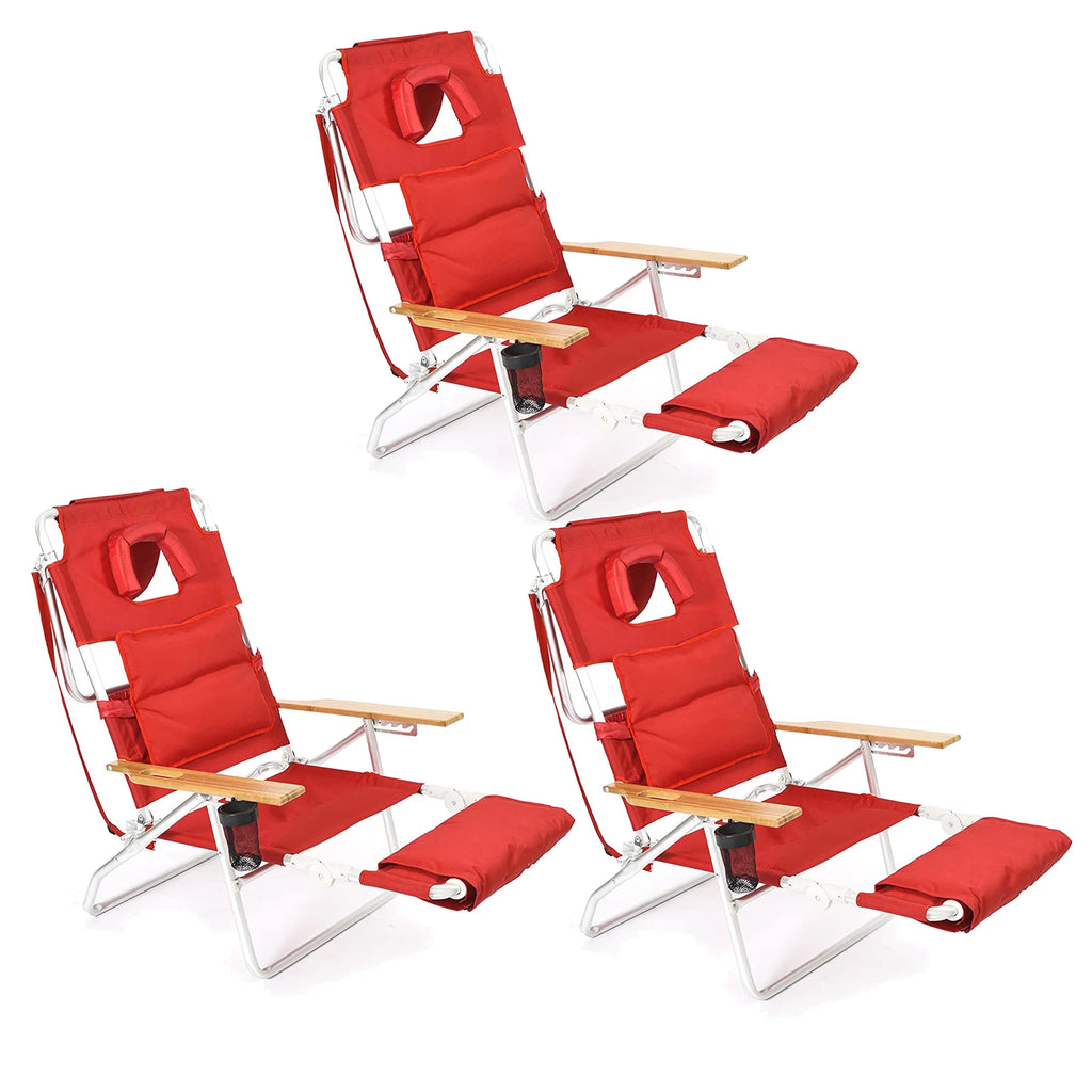 Red Padded Sports Chair with Footrest, 3 Pack H574