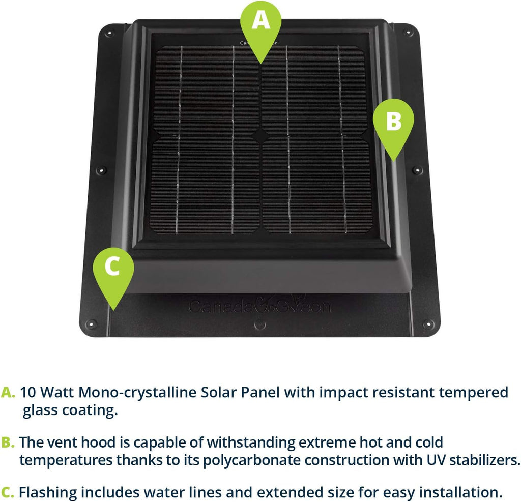 Solar Powered Polycarbonate Vent 400 CFM Pack of 2 B39806