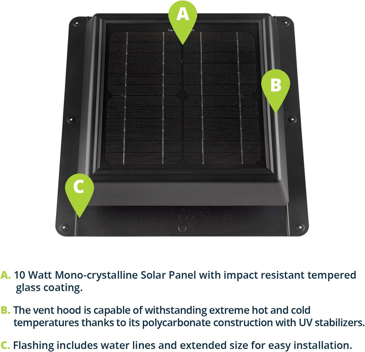 Solar Powered Polycarbonate Vent 400 CFM Pack of 2 B39806