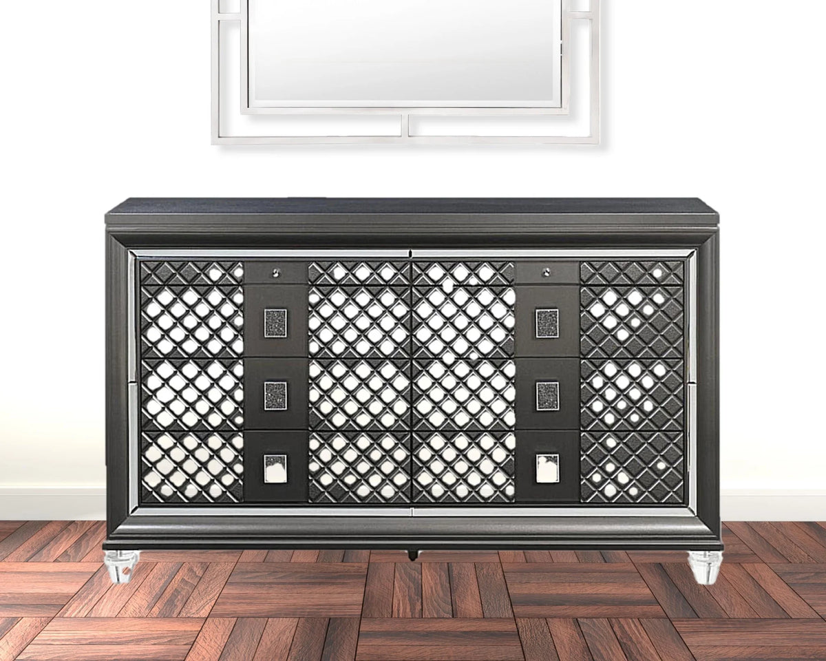 Metallic Gray 8 Drawer Wood Dresser D598035