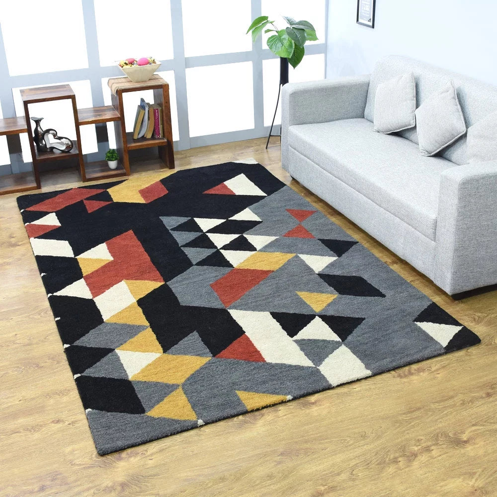 Hand Tufted Wool 9'x12' Geometric Area Rug C941