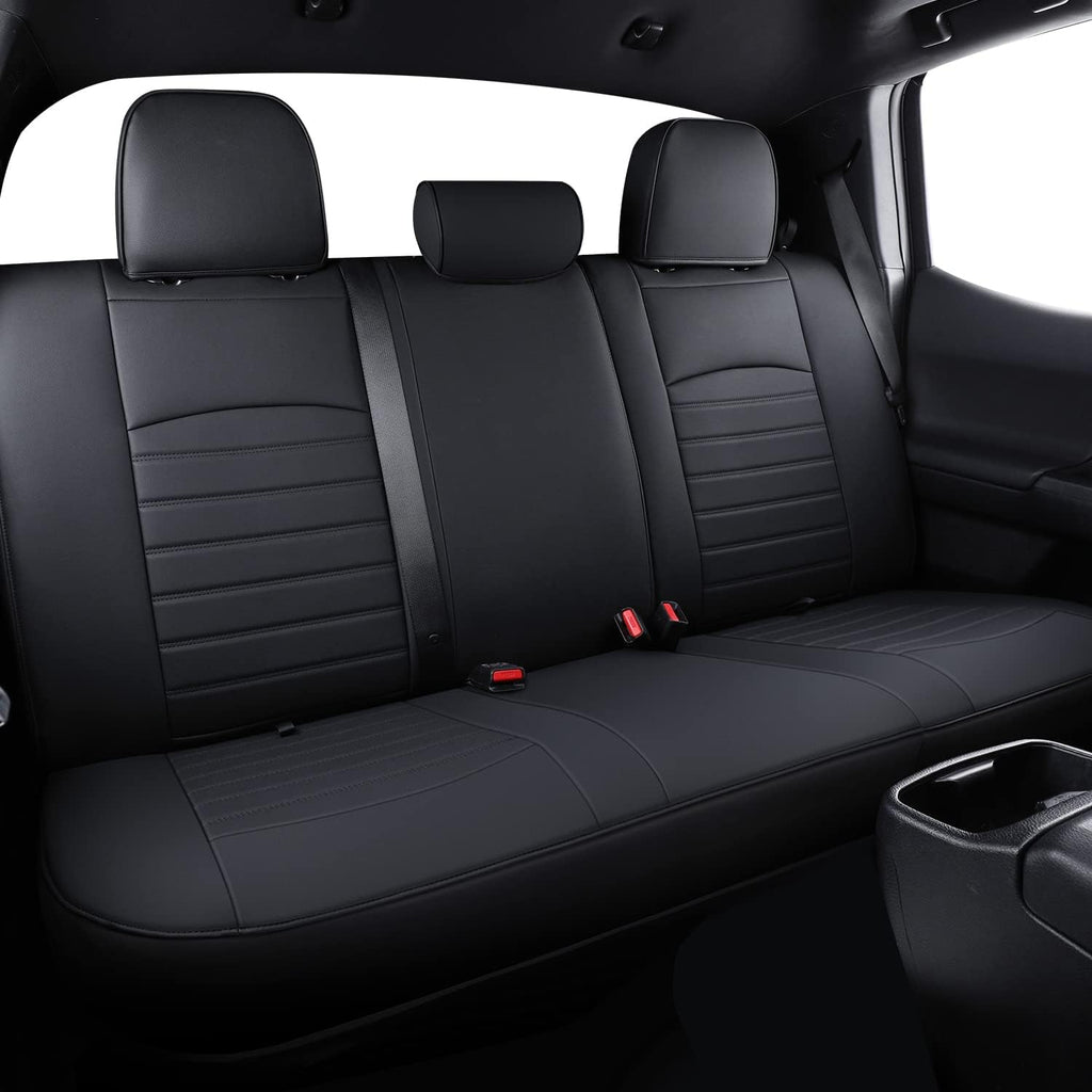Tacoma Seat Covers Water Proof Faux Leather Full Set Brown White Q62938