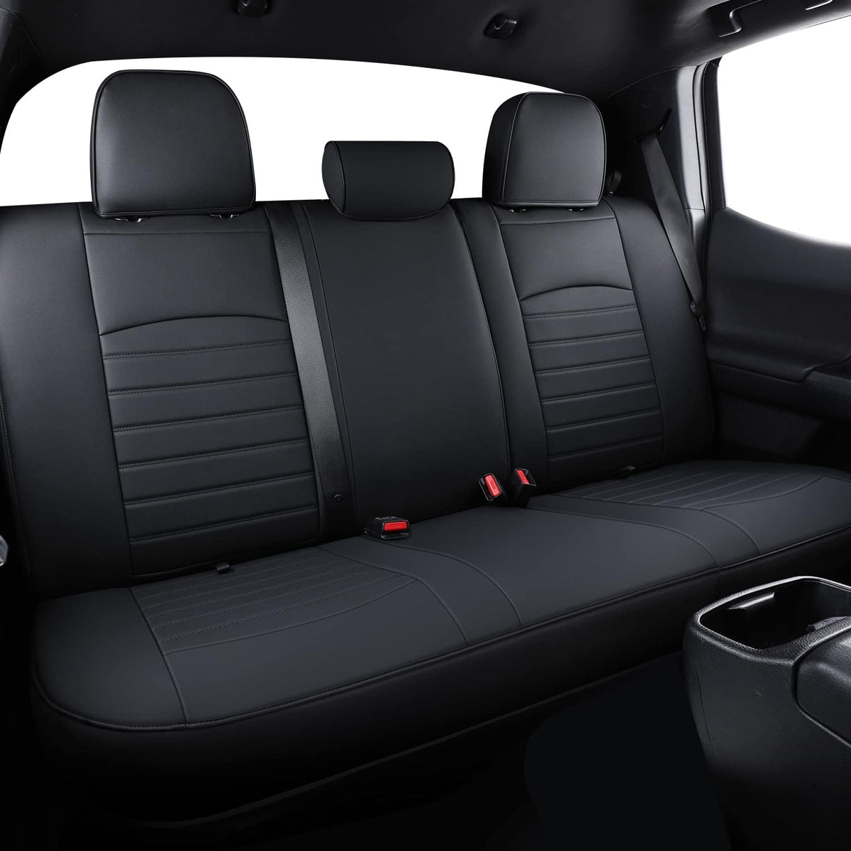 Tacoma Seat Covers Water Proof Faux Leather Full Set Brown White Q62938
