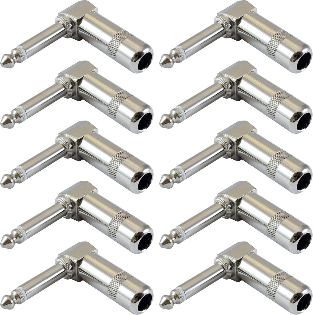 1/4 Inch TS Mono Right Angle Plugs 10 Pack Y5596