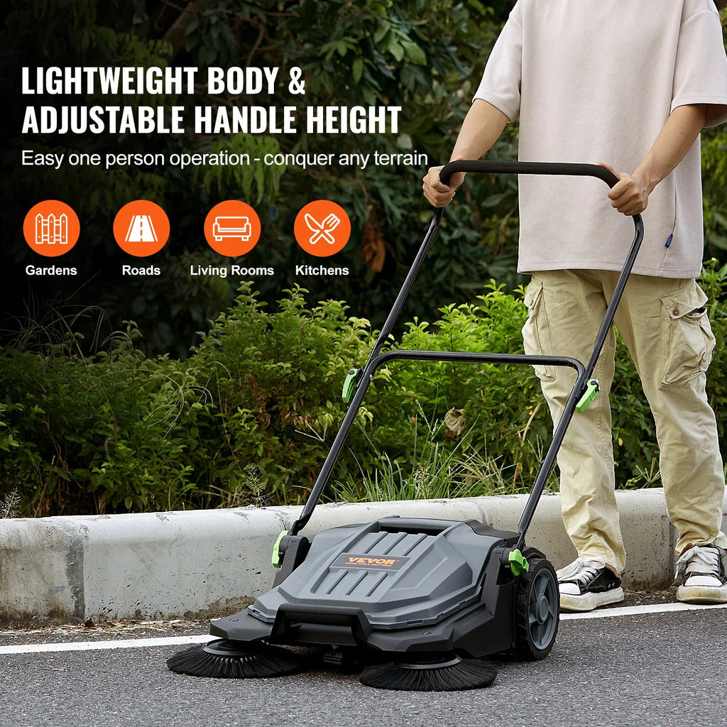 25.6" Manual Walk-behind Floor Sweeper with 5-Gallon Waste Container N44164