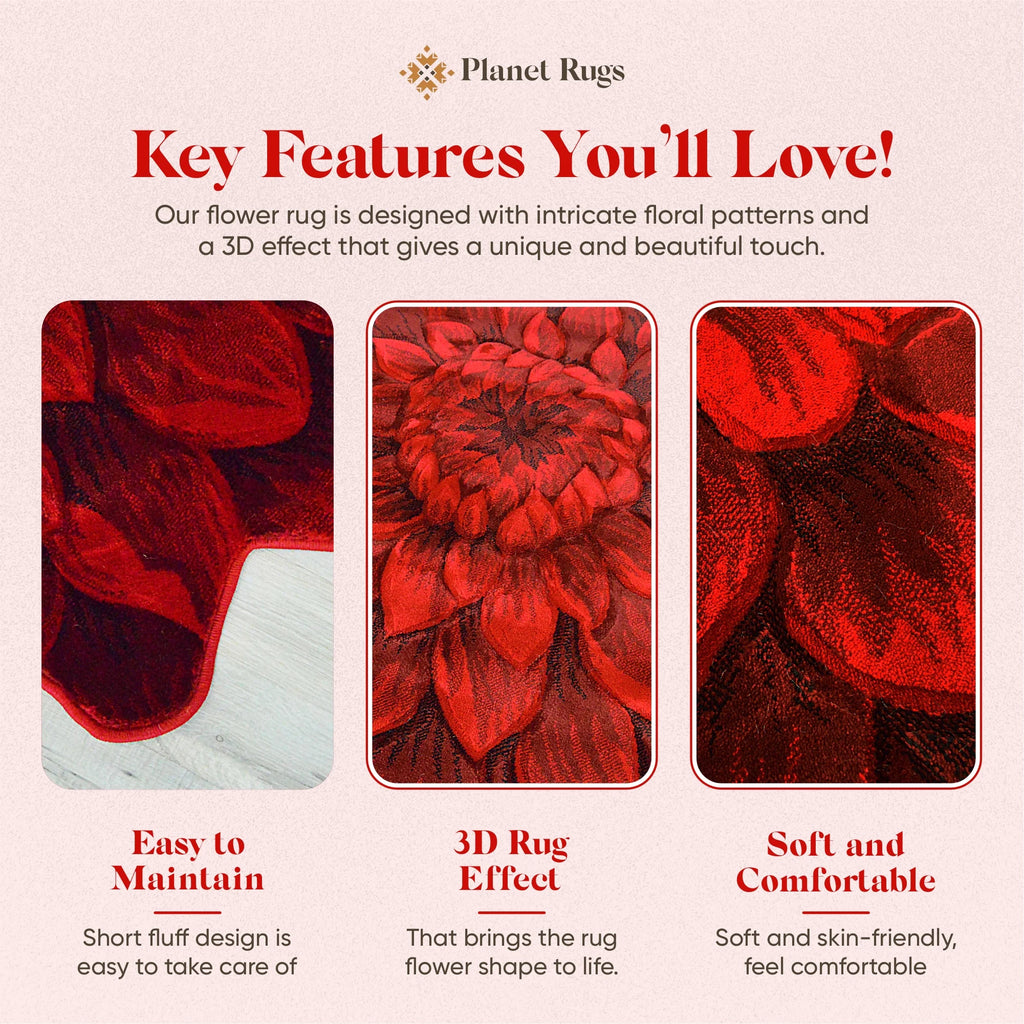 2 Ft Round Floral Rose Flower Shaped Accent Area Rug B835163