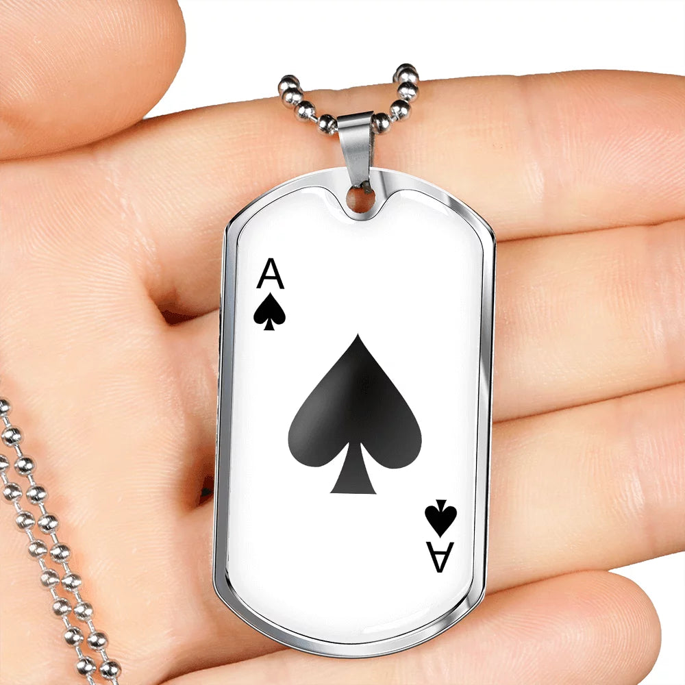 White Stainless Steel or 18k Gold Dog Tag Necklace I287478