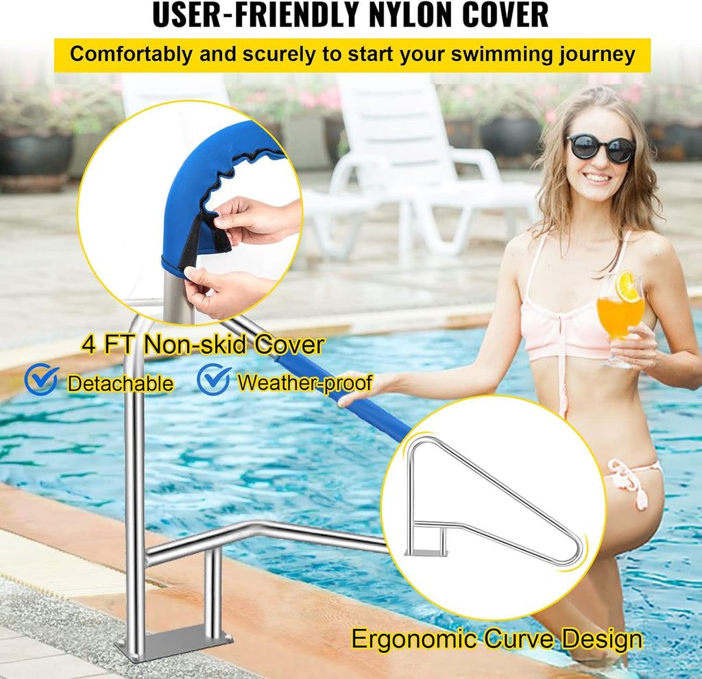 55x32 Stainless Steel Pool Handrail with Grip Cover C93014