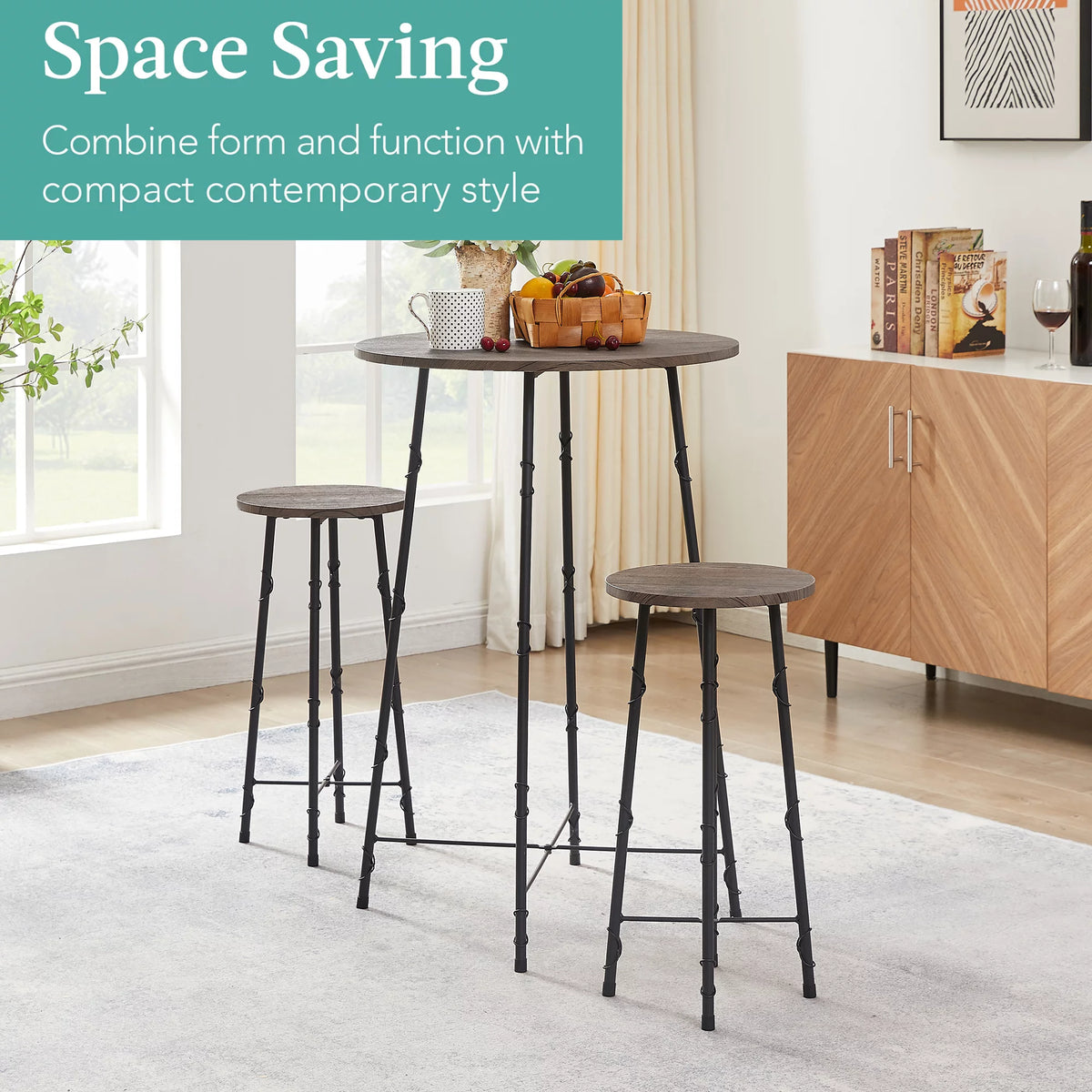 3-Piece Bar Table Set with 2 Stools K216