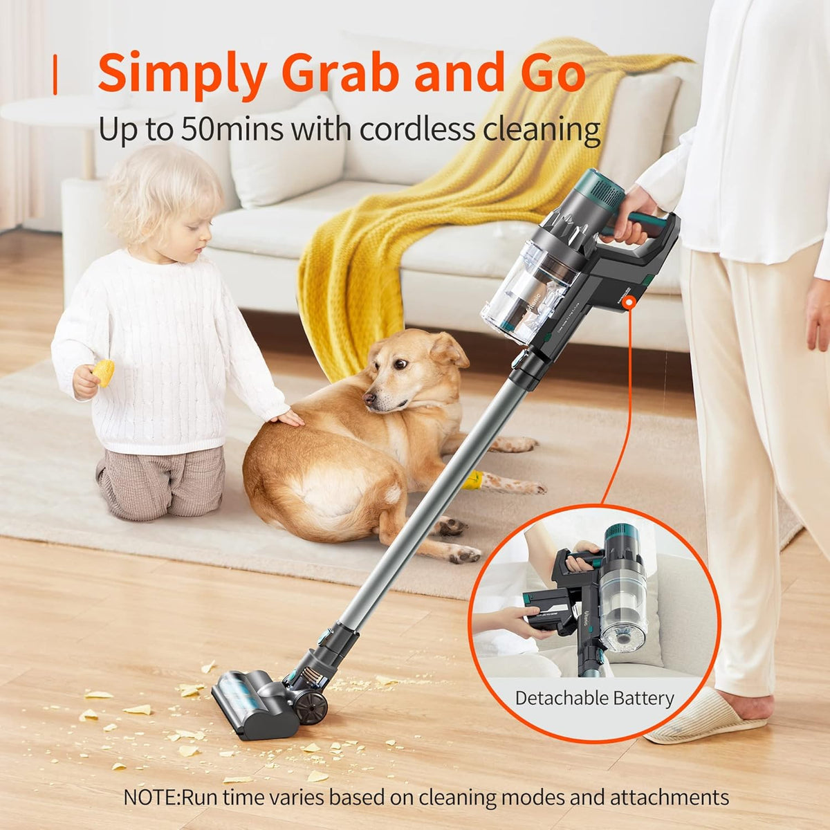 Cordless Vacuum Cleaner, 25KPa Strong Suction, 4 in 1 Stick Vacuum C28544