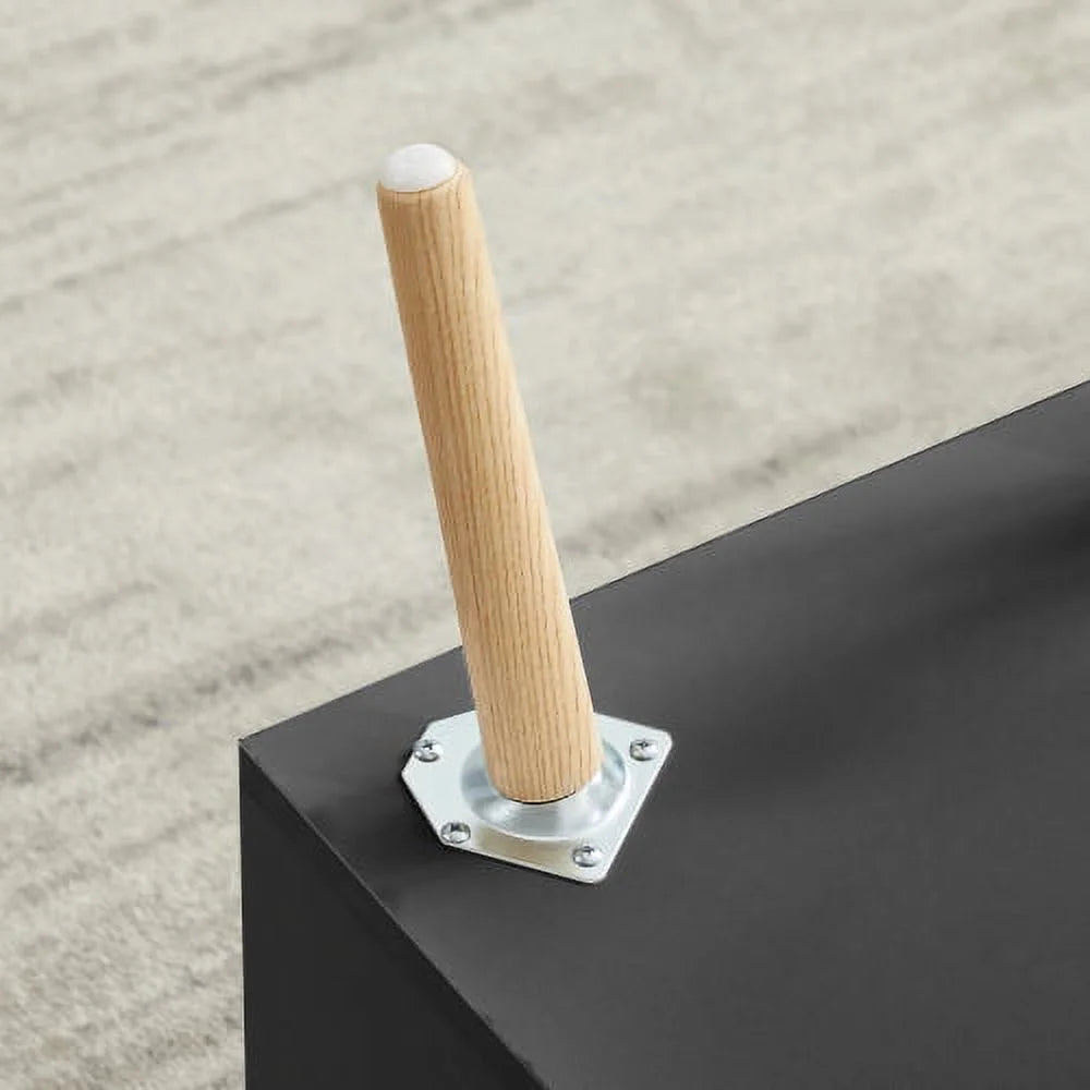 Black Solid Wood Coffee Table with Storage D8686