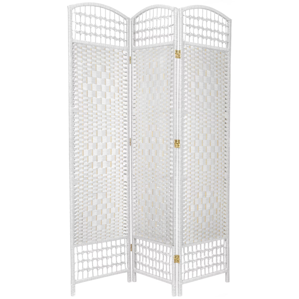 White 3 Panel Fiber Weave Room Divider R8020