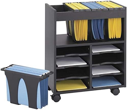 Black 8 Compartment Mobile File Cart W99183