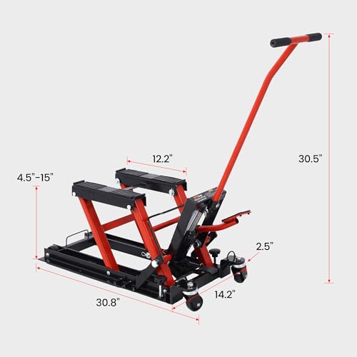 1500LBS Hydraulic Motorcycle Lift Jack with 4 Wheels W4780