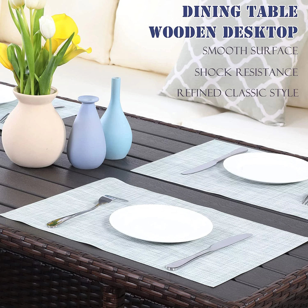 7 Piece All Weather Wicker Patio Furniture Set with Ottoman E45409