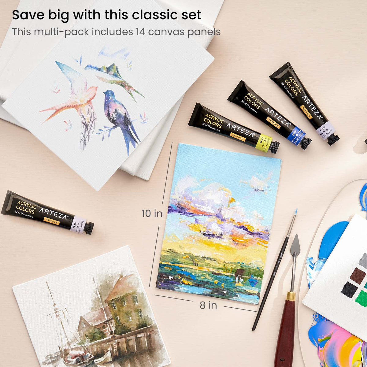 White 8"x10" Canvas Panels 14 Pack K578947