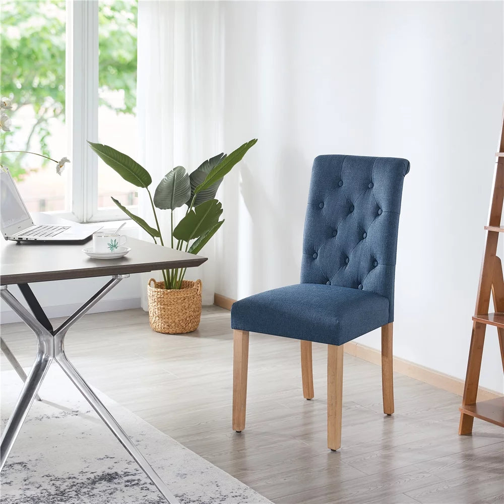 Blue Fabric Upholstered Dining Chair Set of 2 K8123