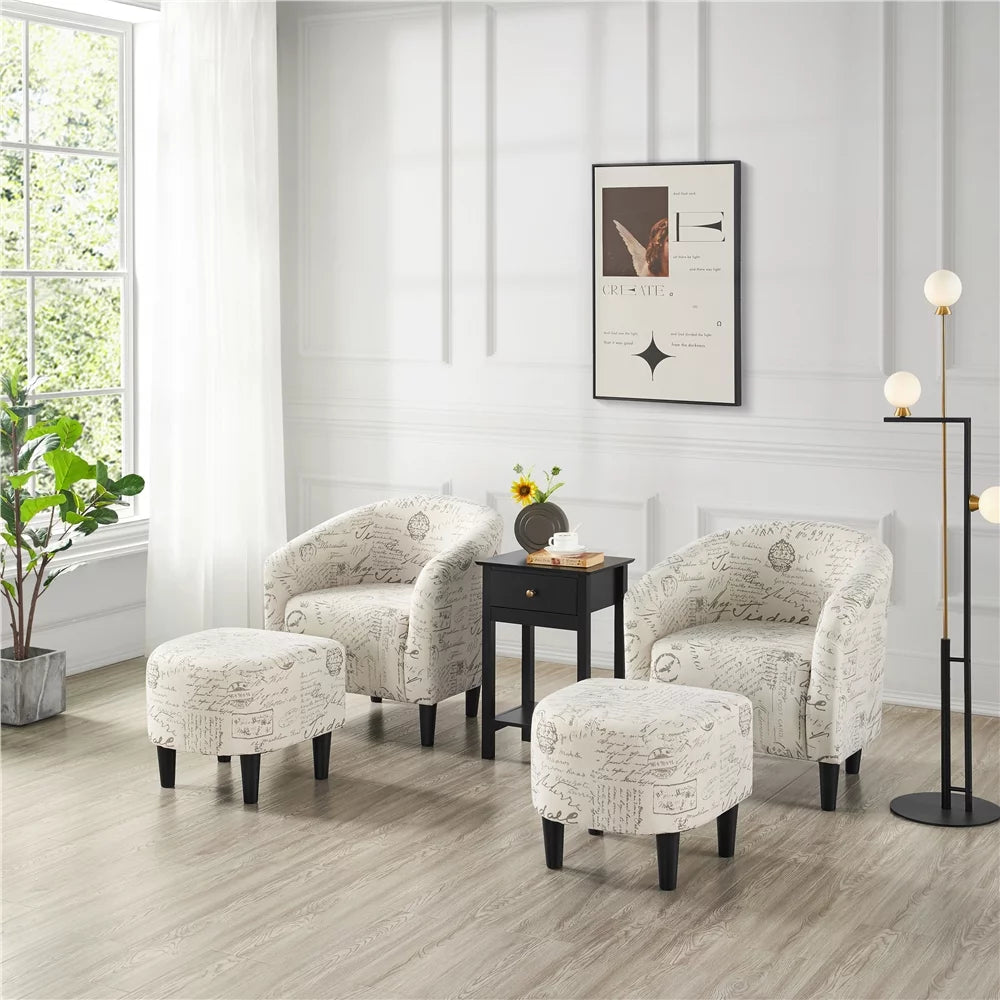 Fabric Accent Arm Chair and Ottoman Set B564