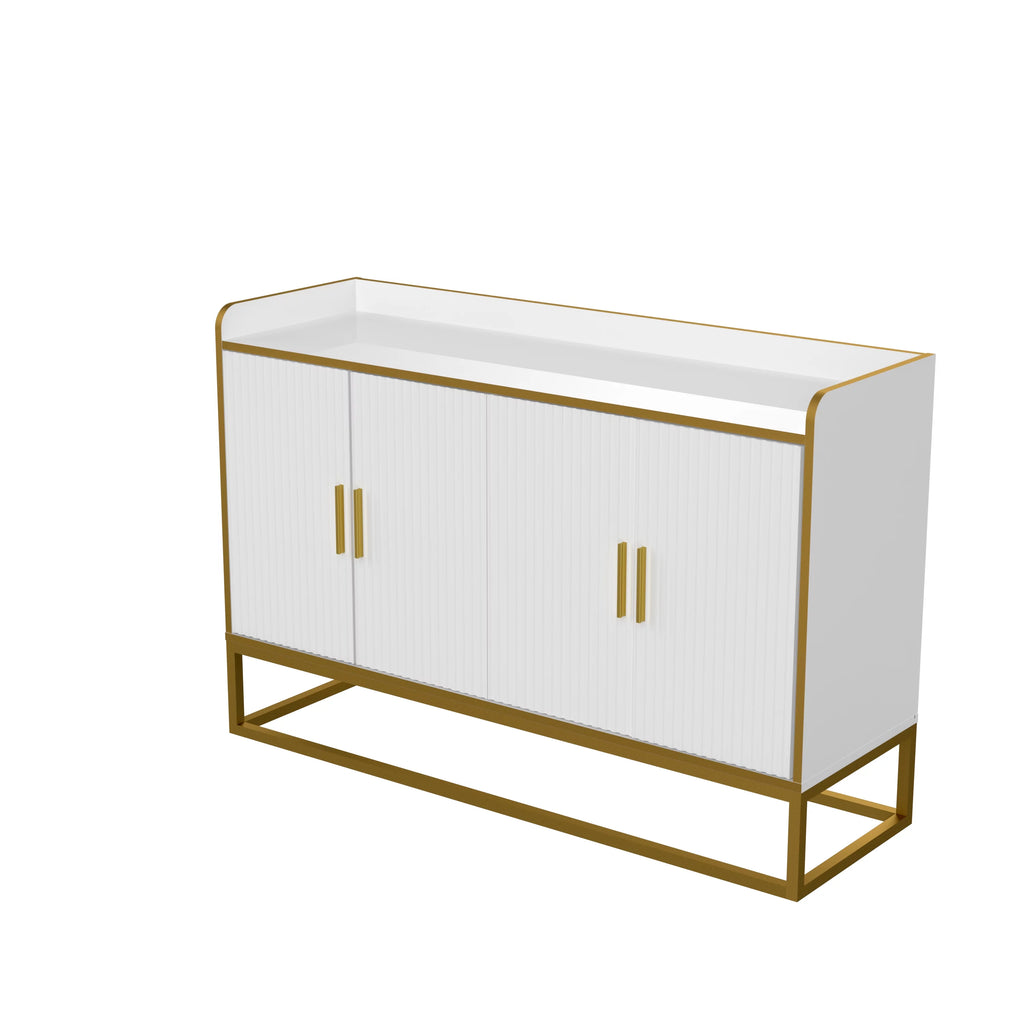 White Gloss Storage Cabinet with Metal Legs M3659