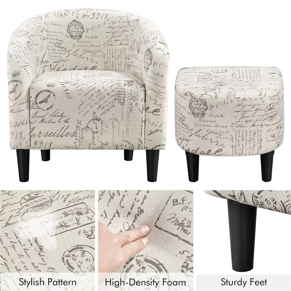 Fabric Accent Arm Chair and Ottoman Set B564