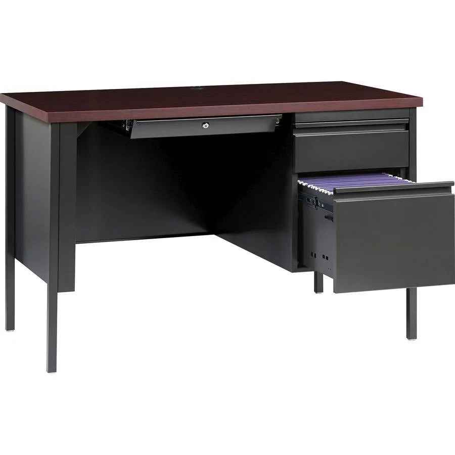 Mahogany Laminate Top Desk with Box and File Drawers W65417