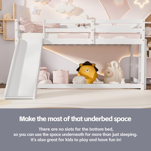 Twin Wood Bunk Bed with Slide and Ladder M85406