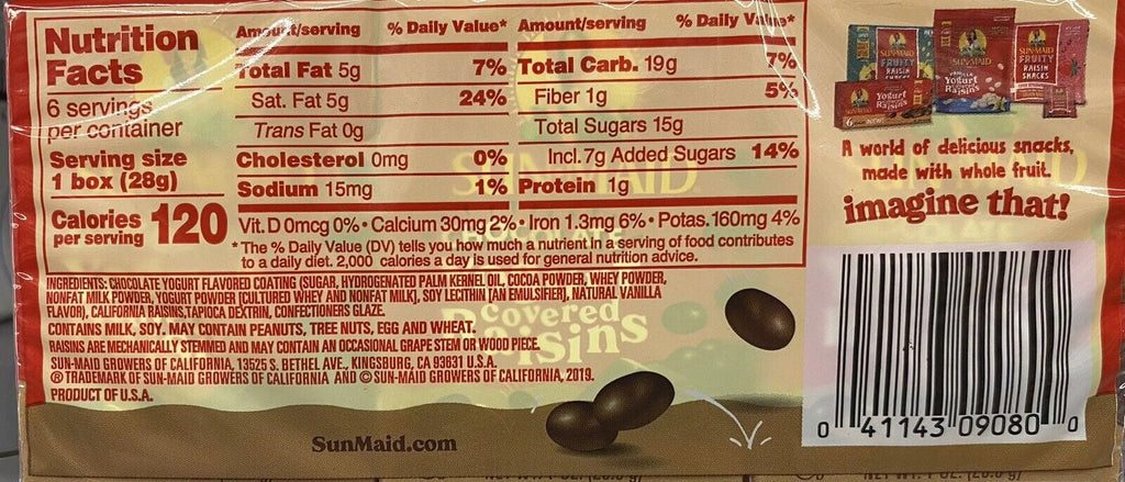 Chocolate Yogurt Covered Raisins 12 Boxes J981