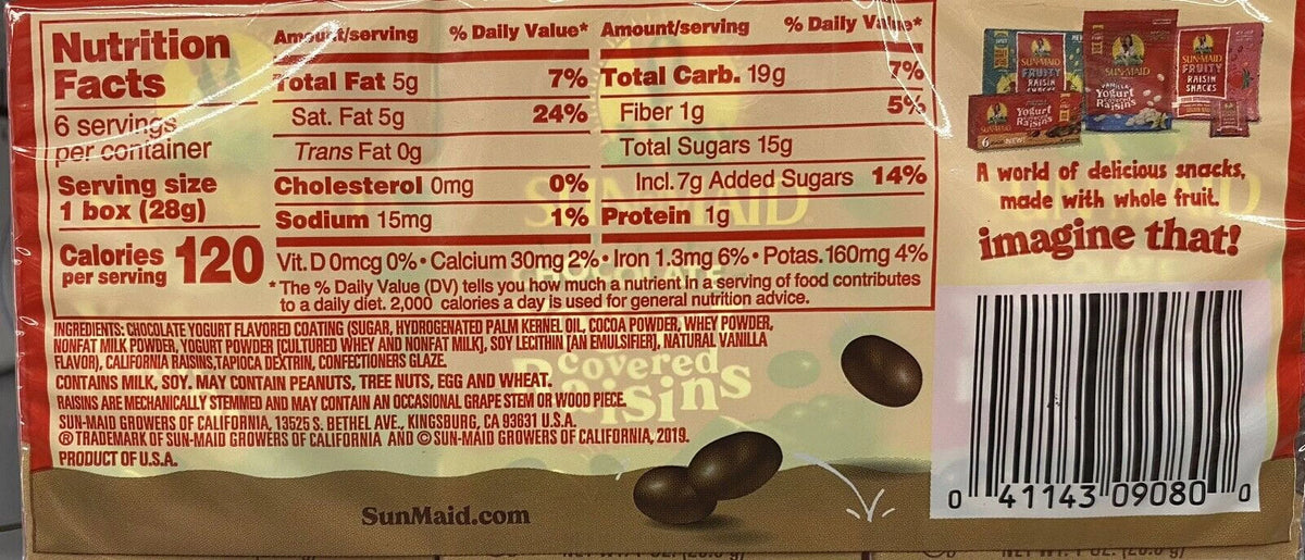 Chocolate Yogurt Covered Raisins 12 Boxes J981