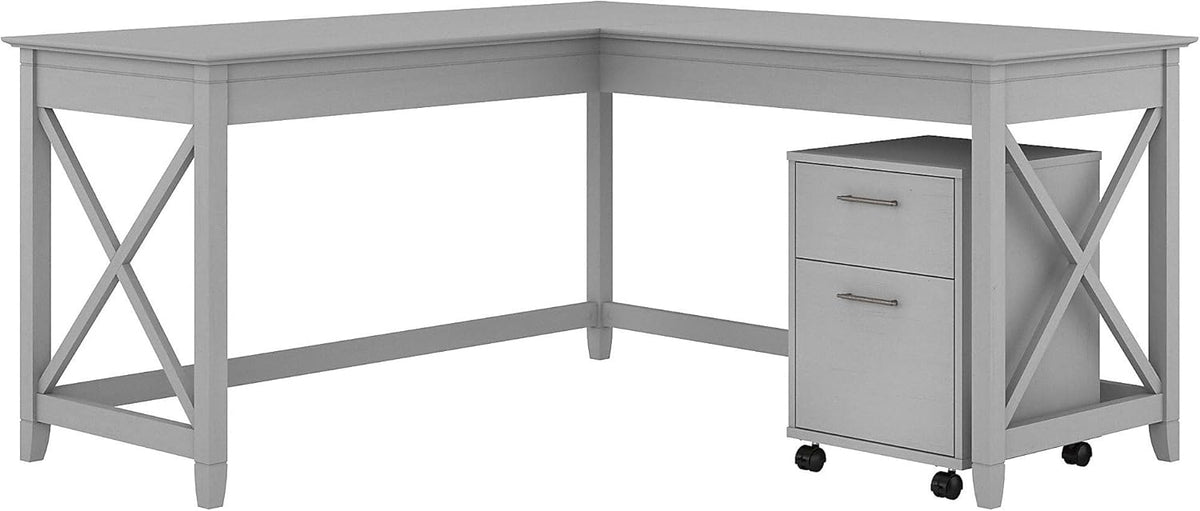 L Shaped Desk with 2 Drawer Mobile File Cabinet L214