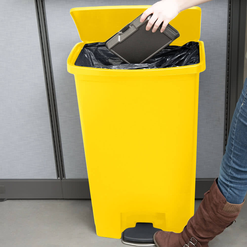 Yellow 18 Gallon Front Step-On Trash Can D93832