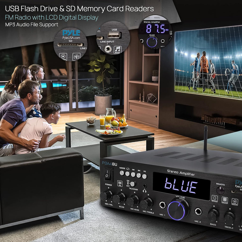 200 Watt Multi-Channel Wireless Bluetooth Home Stereo Amplifier T213