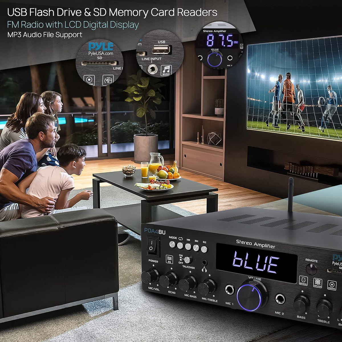 200 Watt Multi-Channel Wireless Bluetooth Home Stereo Amplifier T213