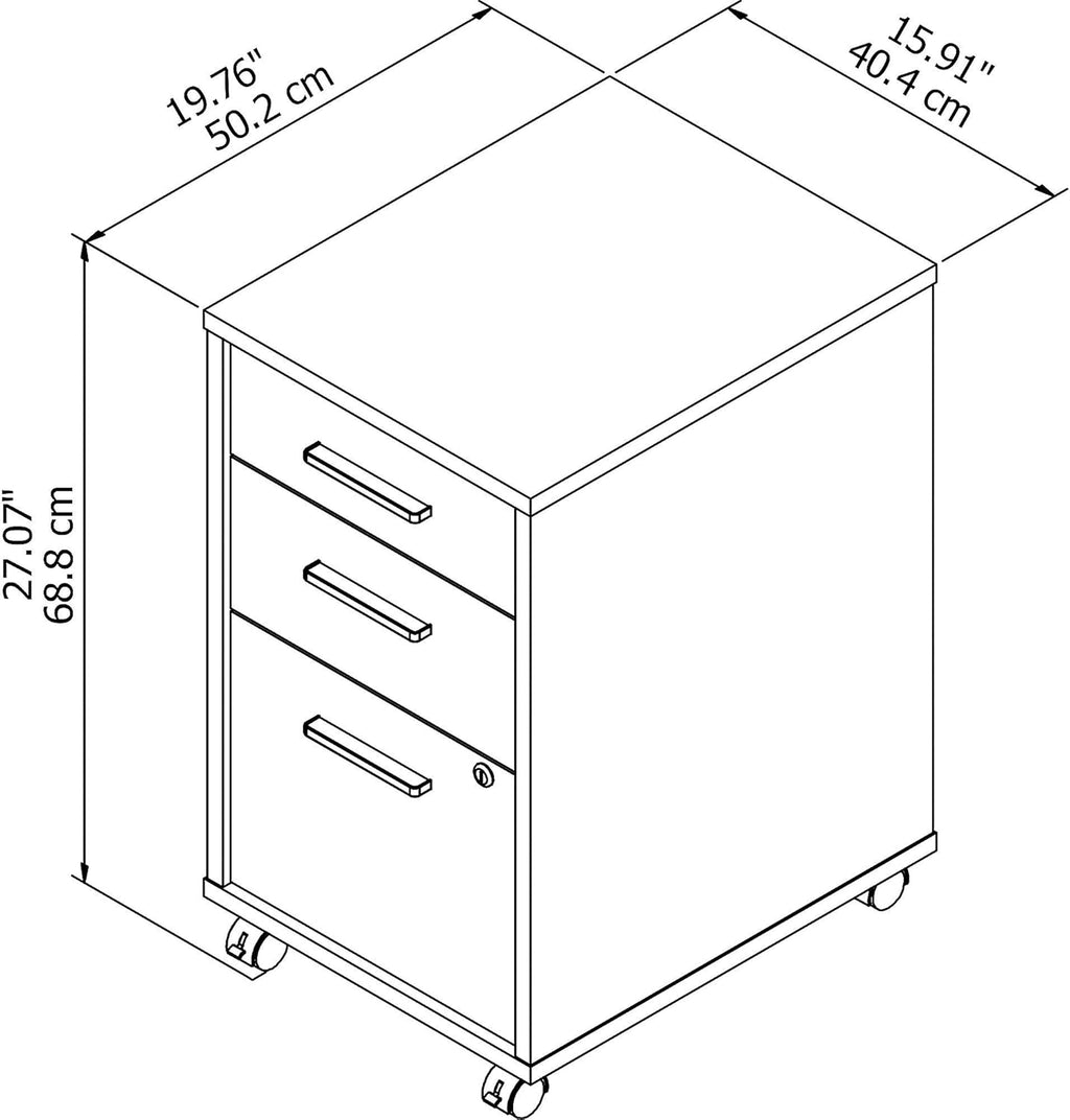 White 3 Drawer Mobile File Cabinet V929607
