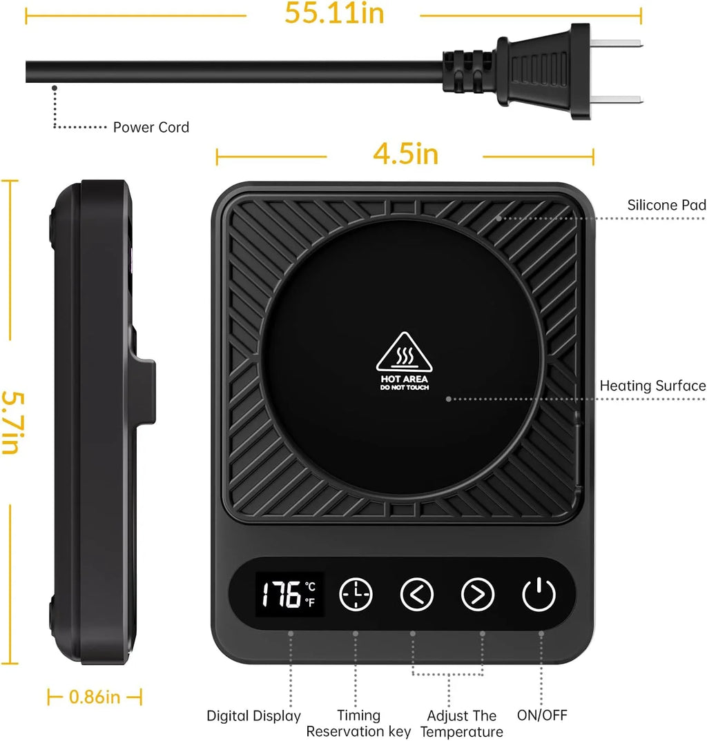 Coffee Mug Warmer with 6 Temp Settings, Black I62981