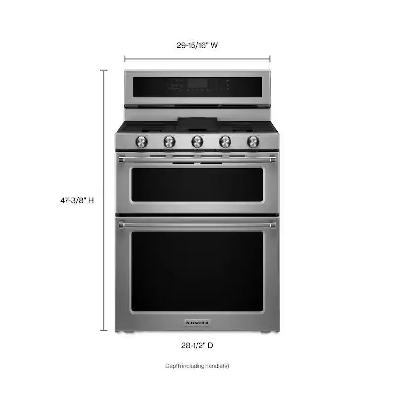 6.7 cu. ft. Double Oven Dual Fuel Gas Range with Convection Oven Stainless Steel P3160