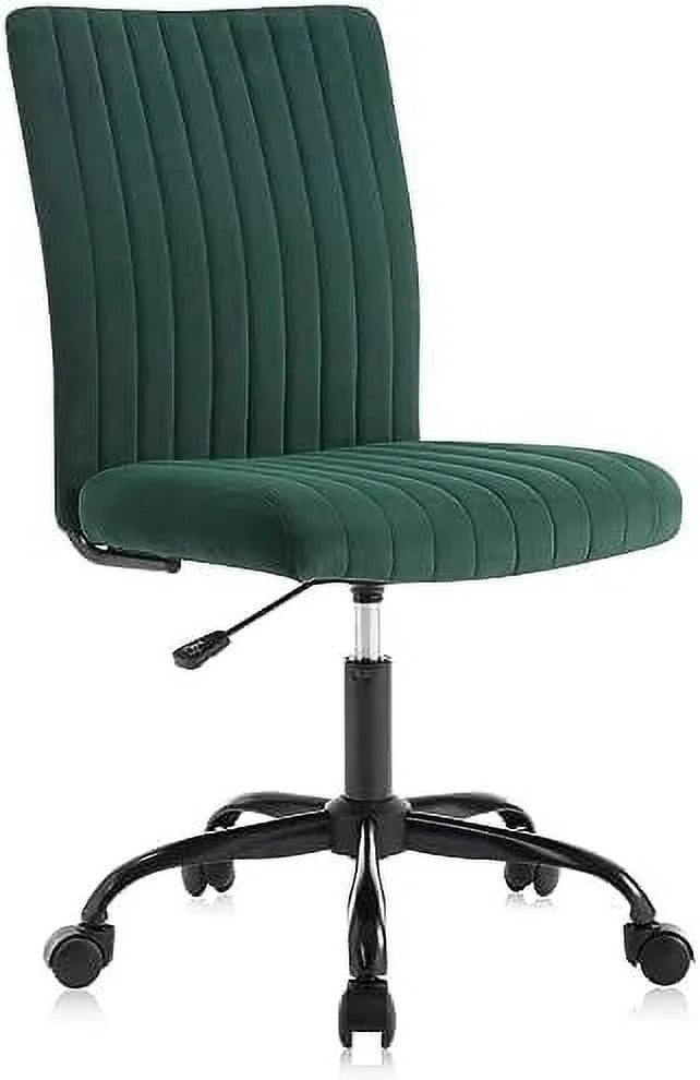 Velvet Armless Office Chair with Rolling Wheels U11705